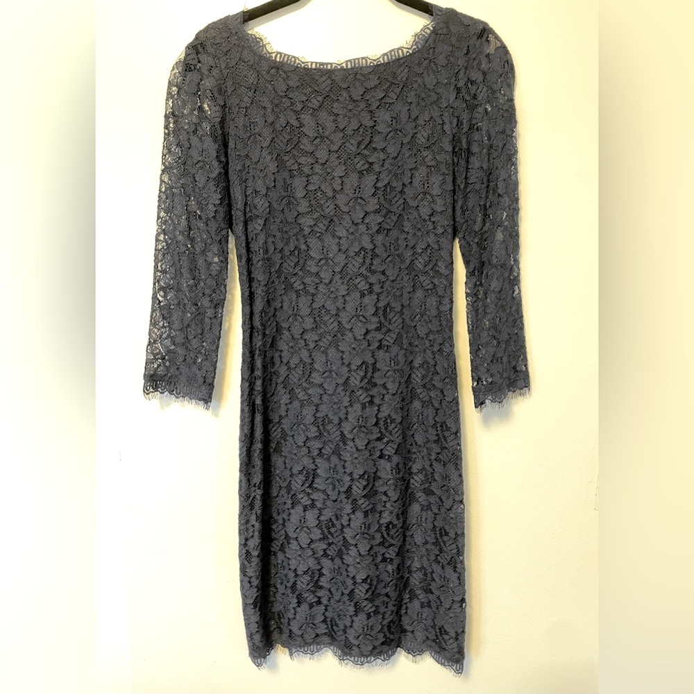 Diane von Furstenberg Navy Zarita Lace Mini Dress
